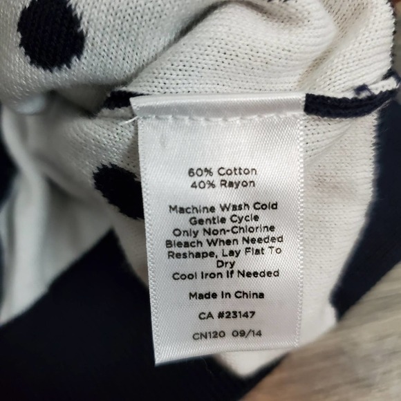 Talbots Navy with White Polka Dots Knit Sweater Button Front Cardigan - Picture 9 of 9